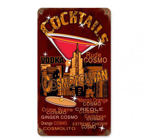 Cosmo Cocktails Metal Sign 8 x 14 Inches