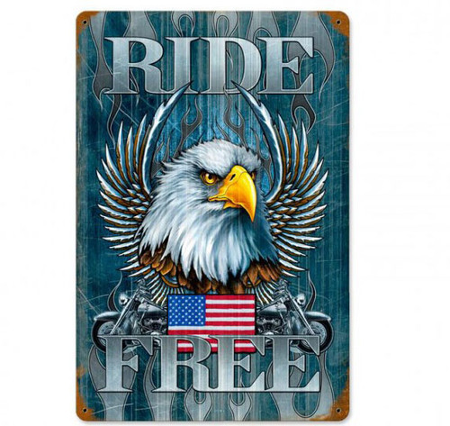 Ride Free Metal Sign 12 x 18 Inches