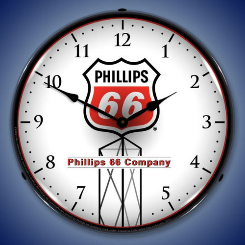 Phillips 66 Red - LED Lighted Wall Clock 14 x 14 Inches