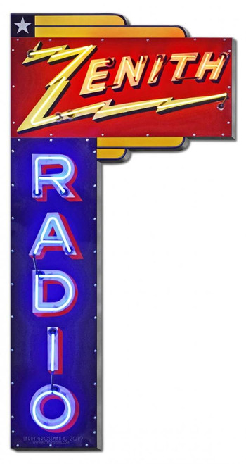 1936 Zenith Radio Metal Sign 15 x 30 Inches
