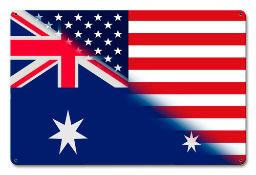 Australian American Flag Metal Sign 18 x 12 Inches