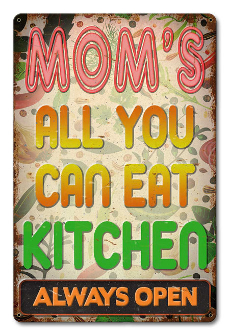 Moms Kitchen Metal Sign 12 x 18 Inches
