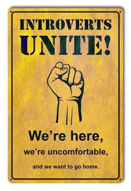 Introverts Unite metal sign – funny home office wall decor Made in USA (12x18 inches) Introverts Unite metal sign – funny home office wall decor Made in USA (12x18 inches)