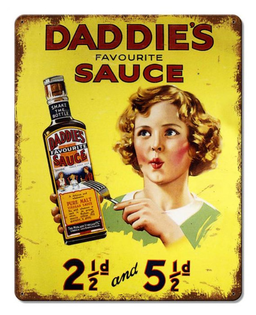 Daddies Favorite Sauce Metal Sign 12 x 15 Inches