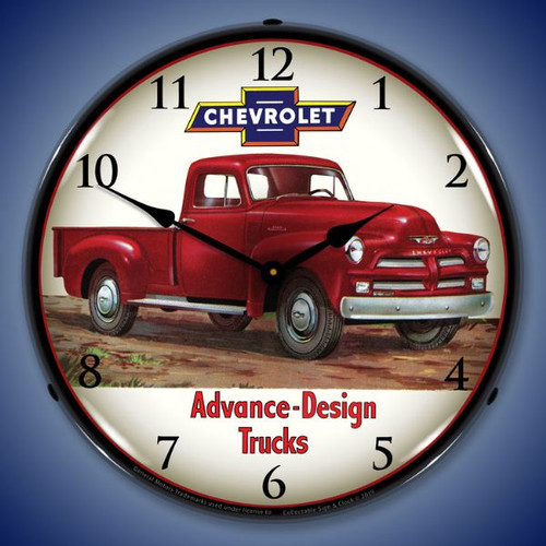 1954 Chevrolet Truck 2 LED Lighted Wall Clock 14 x 14 Inches