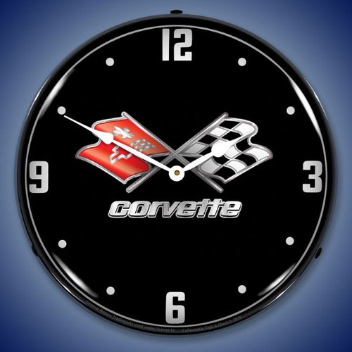 C3 Corvette Black Tie LED Lighted Wall Clock 14 x 14 Inches