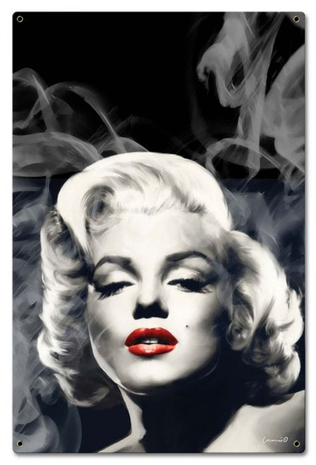 Red Lips Smokey Marilyn Monroe Metal Sign 16 x 24 Inches