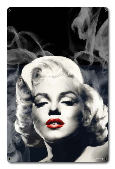 Red Lips Smokey Marilyn Monroe Metal Sign 12 x 18 Inches