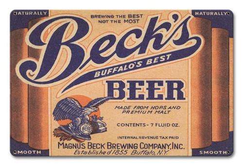 Beck's Beer Metal Sign 18 x 12 Inches