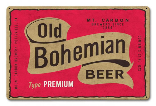 Old Bohemian Beer Metal Sign 18 x 12 Inches