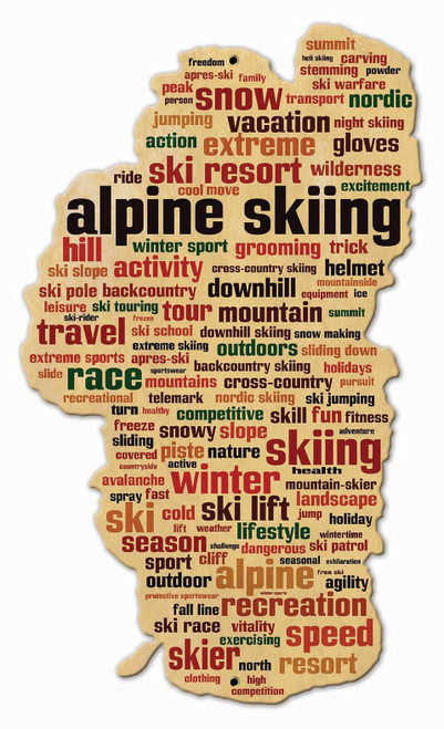 Tahoe Ski Words Metal Sign 13 x 22 Inches