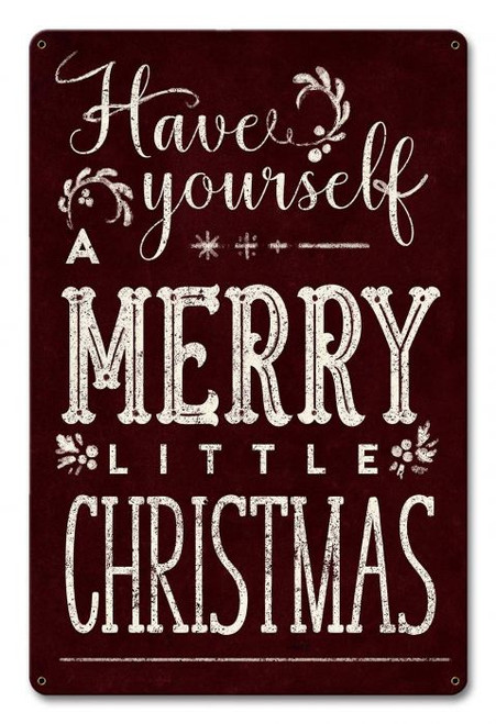 Merry Little Christmas Metal Sign 12 x 18 Inches
