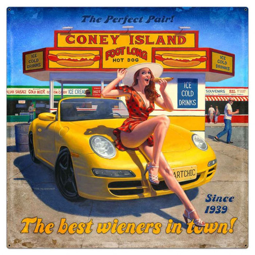 Coney Island Large Metal Sign 36 x 36 inches