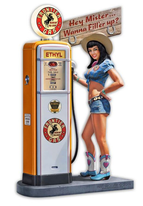 Gas Pump Girl Metal Sign 11 x 18 Inches