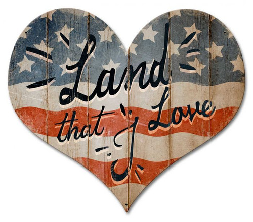 America Land That I Love Heart Sign 18 x 16 Inches