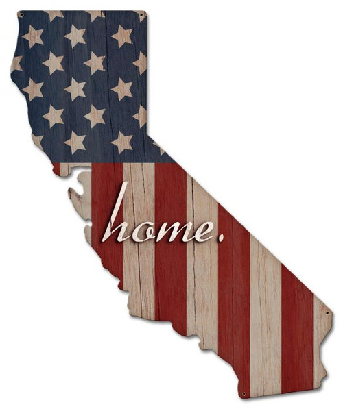 American Flag Home California Metal Sign 22 x 27 Inches