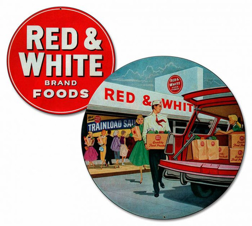 Red & White Brand Foods Metal Sign 24 x 22 Inches