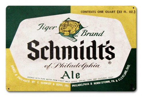 Schmidt's Ale Metal Sign 18 x 12 Inches