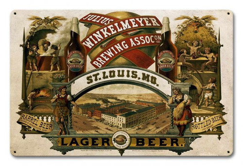 J Winklemeyer Brewing Metal Sign 18 x 12 Inches