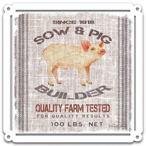 Grain Animal Pig Metal Sign 24 x 24 Inches