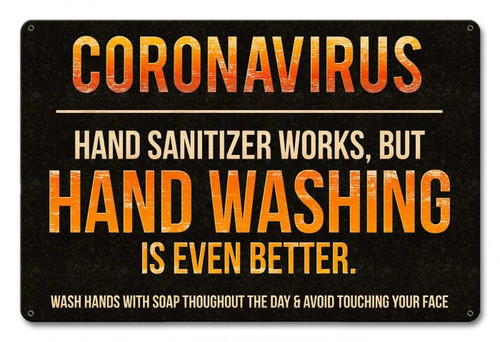 Coronavirus Hand Washing Metal Sign 18 x 12 Inches