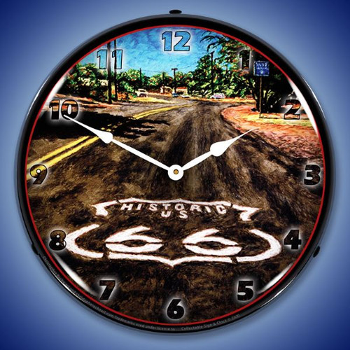 The Mother Road LED Lighted Wall Clock 14 x 14 Inches