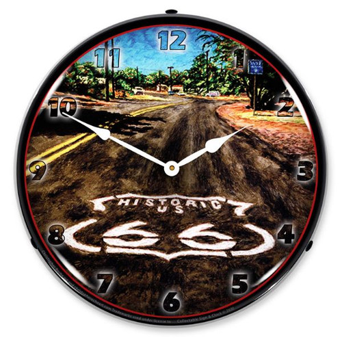 The Mother Road LED Lighted Wall Clock 14 x 14 Inches