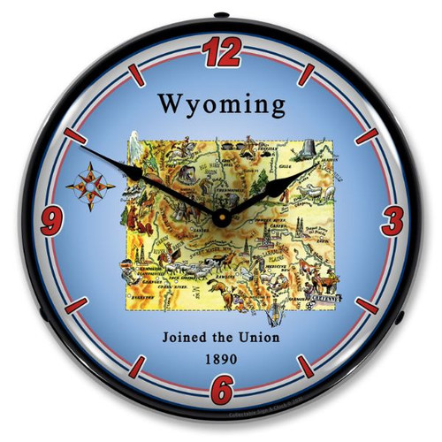 State of Wyoming LED Lighted Wall Clock 14 x 14 Inches