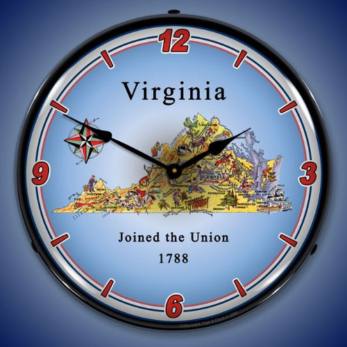 State of Virginia LED Lighted Wall Clock 14 x 14 Inches