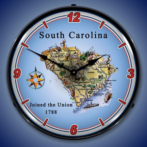 State of South Carolina LED Lighted Wall Clock 14 x 14 Inches