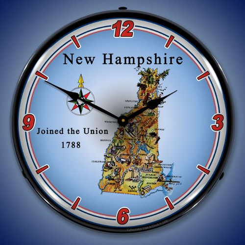 State of New Hampshire LED Lighted Wall Clock 14 x 14 Inches