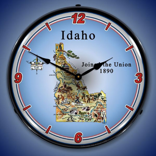 State of Idaho LED Lighted Wall Clock 14 x 14 Inches