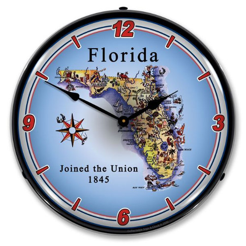 State of Florida LED Lighted Wall Clock 14 x 14 Inches