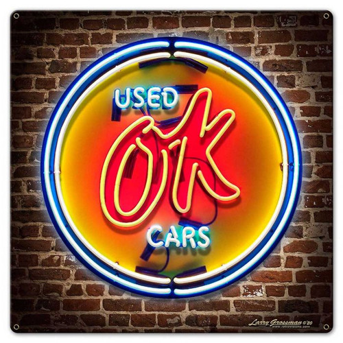 1950's OK Used Cars Metal Sign 30 x 23 Inches