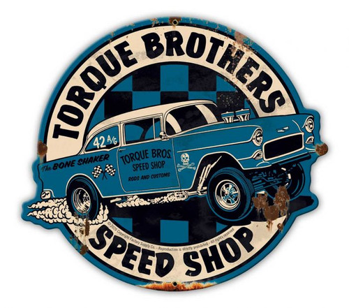 Torque Bros 55 Chevy Gasser Metal Sign 24 x 22 Inches