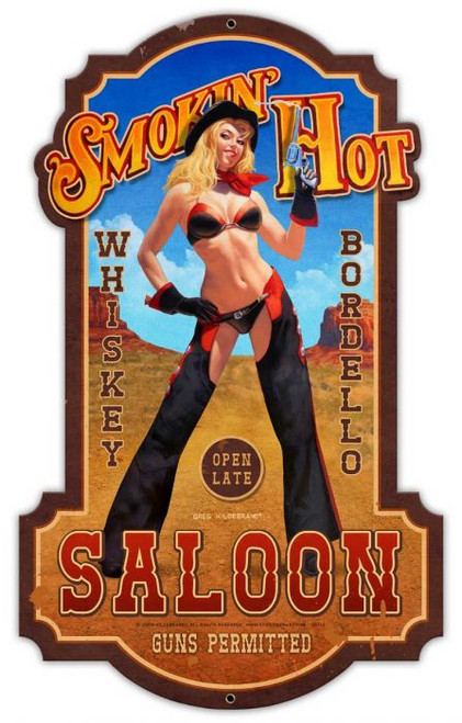 Smokin' Hot Saloon Metal Sign 15 x 24 Inches