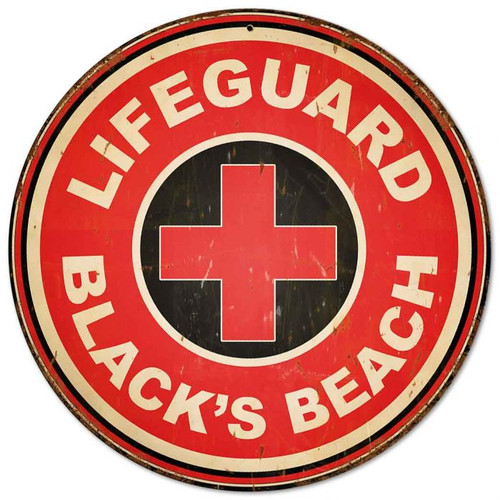 Lifeguard Blacks Beach Vintage Metal Sign 14 x 14 inches