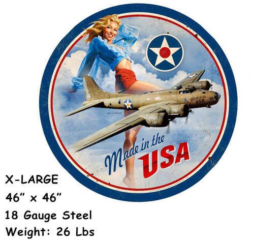 USA B17 XL 18 Gauge Metal Sign 46 x 46 Inches