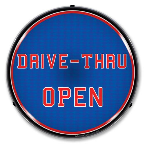 Drive-Thru Open LED Lighted Business Sign 14 x 14 Inches