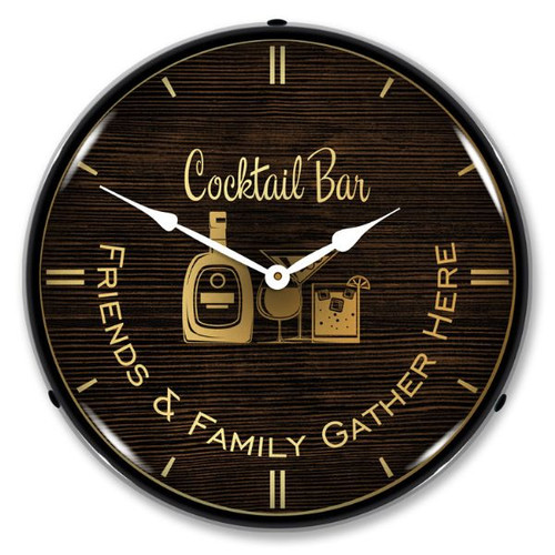 Cocktail Bar LED Lighted Wall Clock 14 x 14 Inches