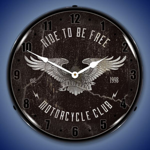 Ride to be Free LED Lighted Wall Clock 14 x 14 Inches