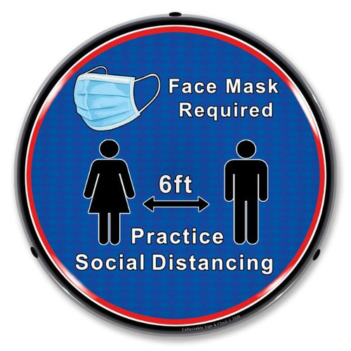 Mask and Social Distance LED Lighted Business Sign 14 x 14 Inches