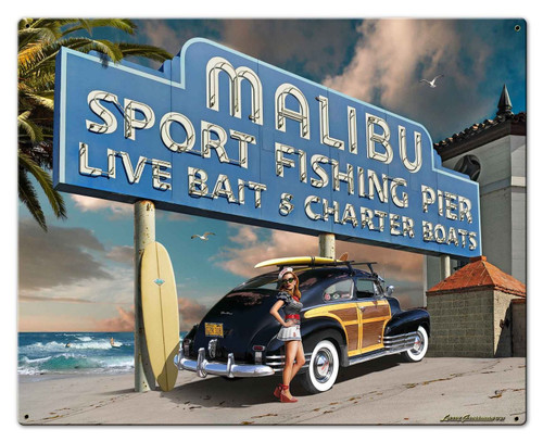Malibu Pier Metal Sign 30 x 24 Inches