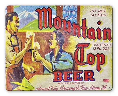 Mountain Top Beer Metal Sign 15 x 12 Inches