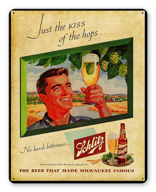Schlitz Beer Metal Sign 12 x 15 Inches
