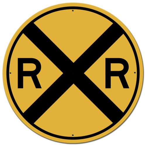 Railroad Crossing Round Metal Sign  28 x 28 Inches