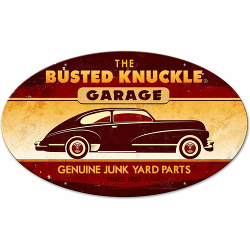 Genuine Junkyard Parts Oval Metal Sign 24 x 14 Inches