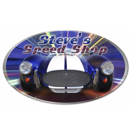 Speed Shop Cobra Metal Sign - Personalized  24 x 14 Inches