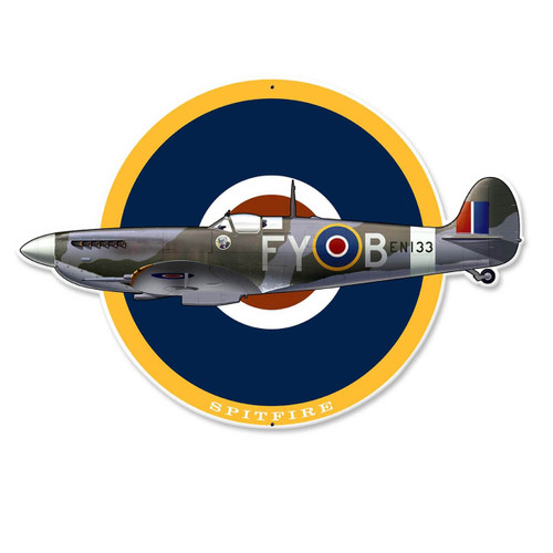 Spitfire Cutout Metal Sign 18 x 12 Inches