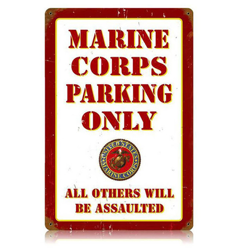Marine Corps Parking Only Metal Sign 12 x 18 Inches